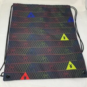 Dutch Bros black multi colored logo draw string bag backpack lightweight